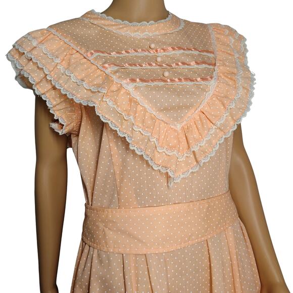 70s Jeri Bee Belted Rockabilly Prairie Square Dance Ruffle Layered Dress Size 16 - Picture 3 of 13